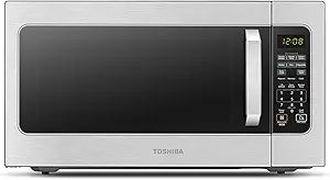 Toshiba ML-EM62P(SS) Large Countertop Microwave with Smart Sensor, 6 Menus, Auto Defrost, ECO Mode, Mute Option & 16.5" Position Memory Turntable, 2.2 Cu Ft, 1200W, Stainless Steel